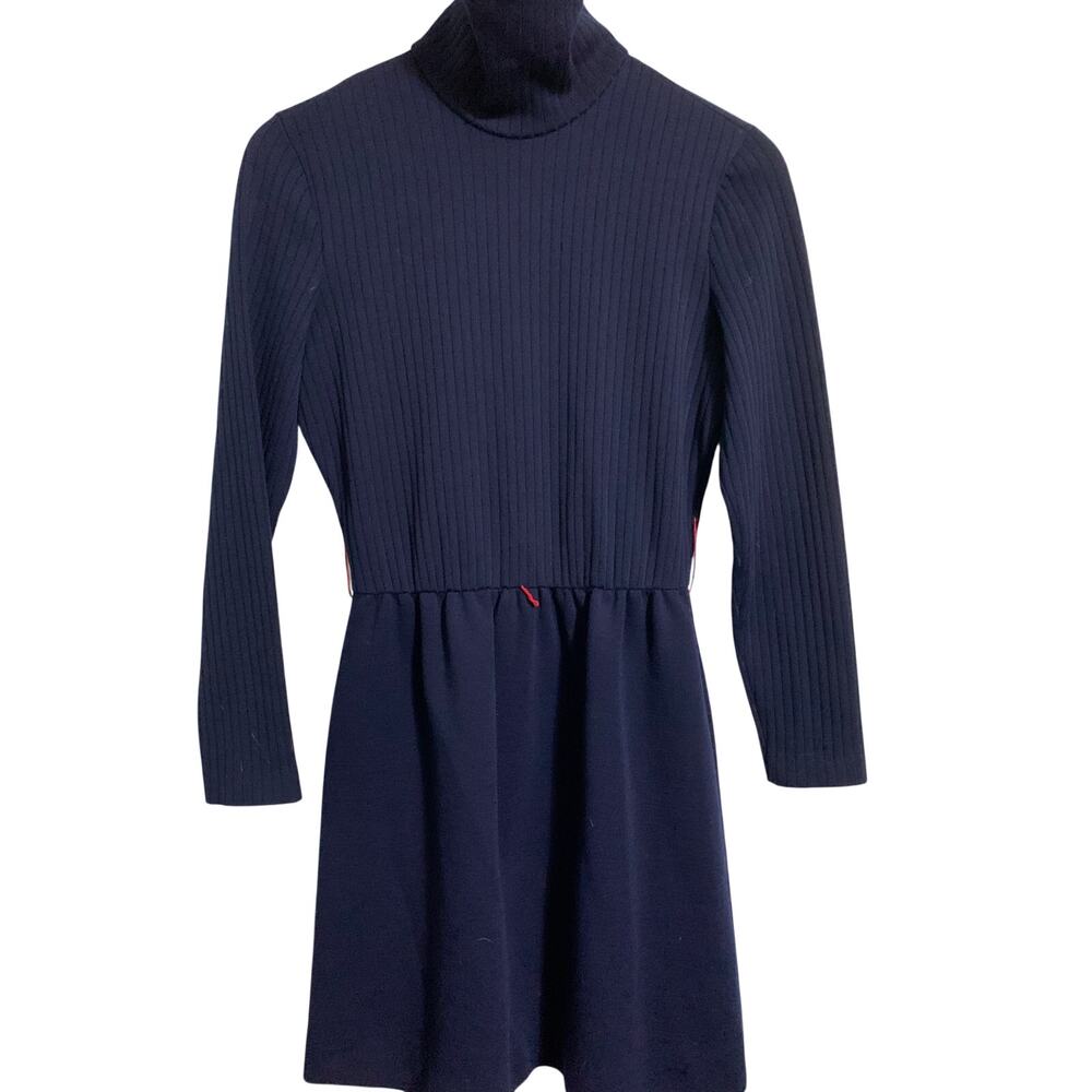 Vintage 1960-70 Gogo mid mod dress navy S stretch
